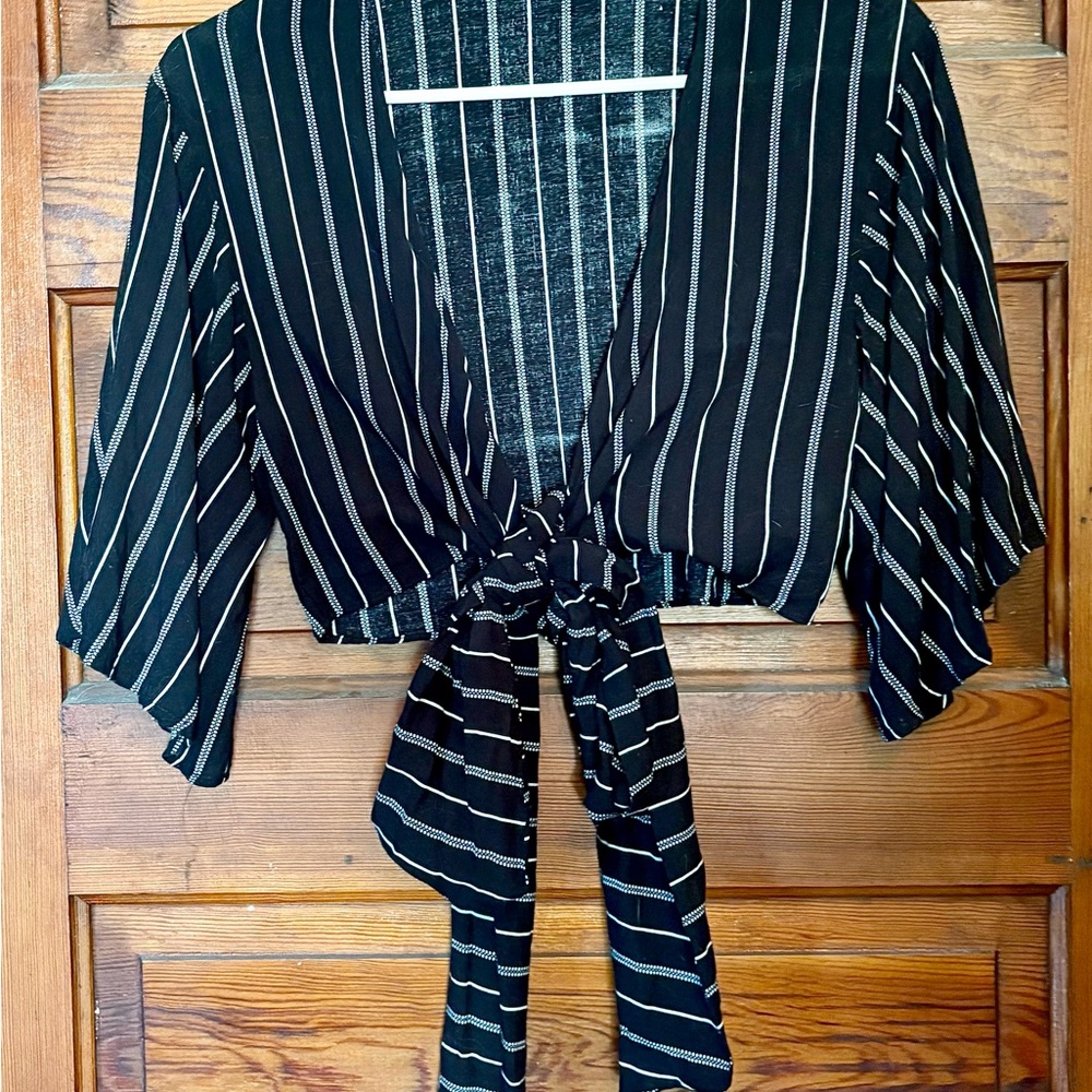 Cotton Candy Black and White Wrap Top